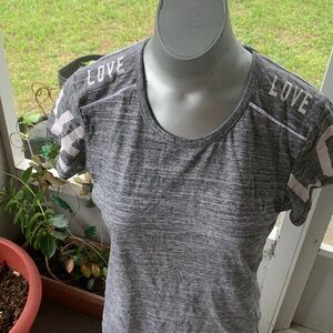 Reflex Womens Gray Short Sleeve Graphic Love T-Shirt